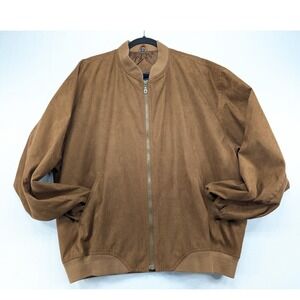 Winner Mate Tan Faux Suede Bomber Jacket Water Resistant Mens XL Brown Zip Up